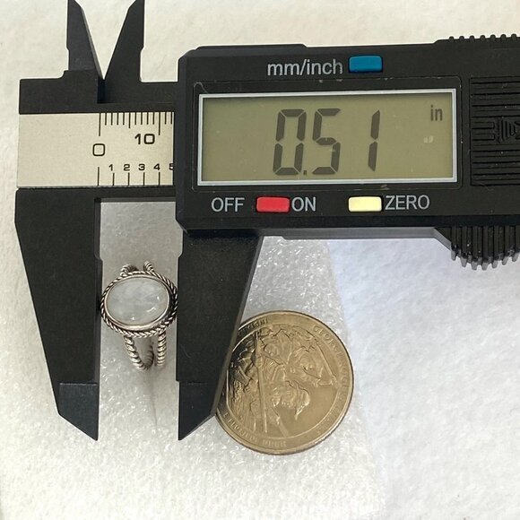 Sterling Silver 925 Oval Bezel Set Moonstone Twisted Split Shank Ring Sz 4.5 - Picture 13 of 16